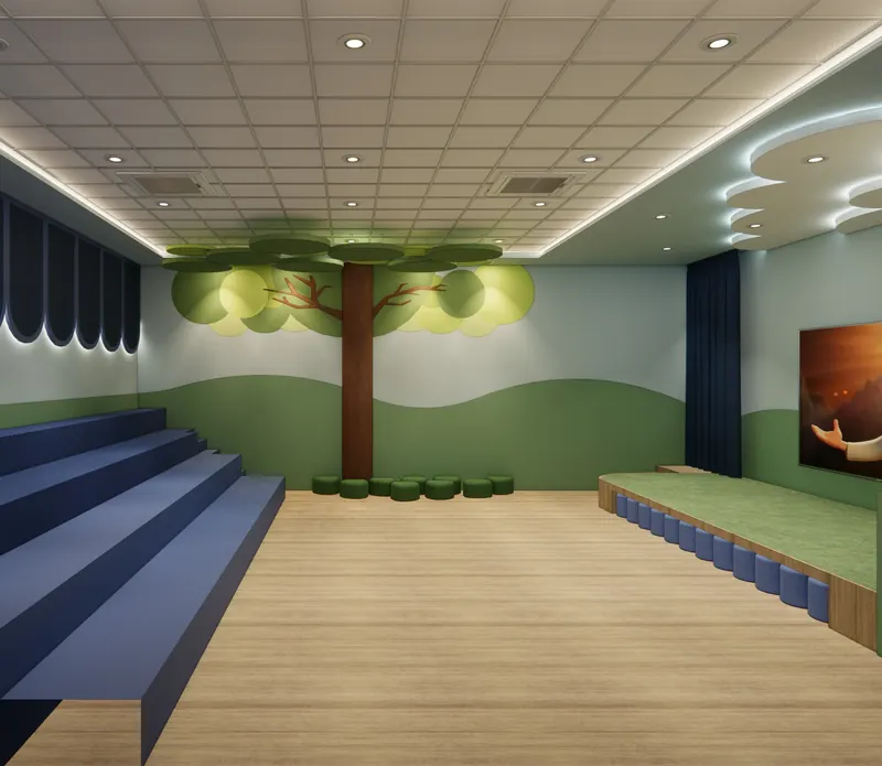 Área infantil e espaços de apoio, projeto da ARS